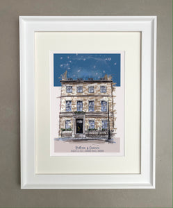 Personalised Chandos House London Giclee Art Print  - Watercolour Art Illustration - Chandos House Marylebone - Chandos House Wedding Venue