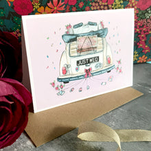 Personalised 'Just Wed' Vintage Wedding Car Congratulations Card