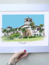 Santa Barbara Courthouse Art Print - Watercolour Hand Painted Santa Barbara Giclee Print - Santa Barbara Wedding Venue Print - Illustration