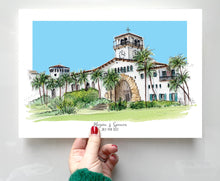 Santa Barbara Courthouse Art Print - Watercolour Hand Painted Santa Barbara Giclee Print - Santa Barbara Wedding Venue Print - Illustration