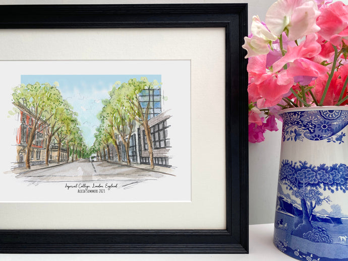 Personalised Imperial College Giclee Art Print - Watercolour Illustration - Imperial College Kensington London - University Graduation Gift
