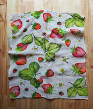Strawberry Watercolour Cotton Waffle Summer Tea towel