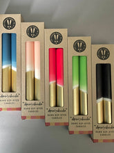 Teal Blue & Gold Dip Dyed Dinner Candles