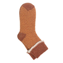 Terracotta Cuff Herringbone Cosy Socks SL1918