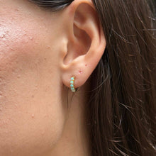 Moon Yellow Opal Gold Huggie Earrings, Gold Hoops, Earrings