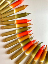 Olive, Caramel, Rust & Gold Dip Dyed Dinner Candles