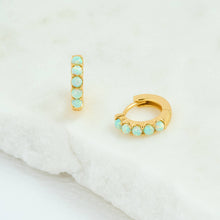 Moon Yellow Opal Gold Huggie Earrings, Gold Hoops, Earrings