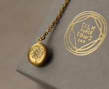 Tiny Brass Round Dandelion Locket Necklace