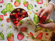 Strawberry Watercolour Cotton Waffle Summer Tea towel