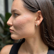 Moon Yellow Opal Gold Huggie Earrings, Gold Hoops, Earrings