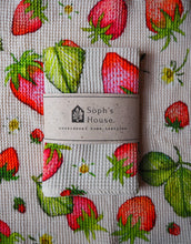 Strawberry Watercolour Cotton Waffle Summer Tea towel