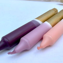 Aubergine, Heather, Blush Pink & Gold Dip Dye Dinner Candles