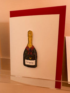 Handmade Champagne Bottle Card