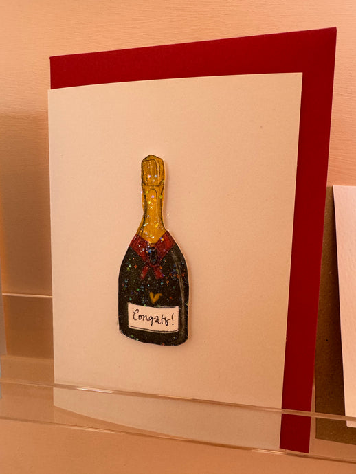 Handmade Champagne Bottle Card