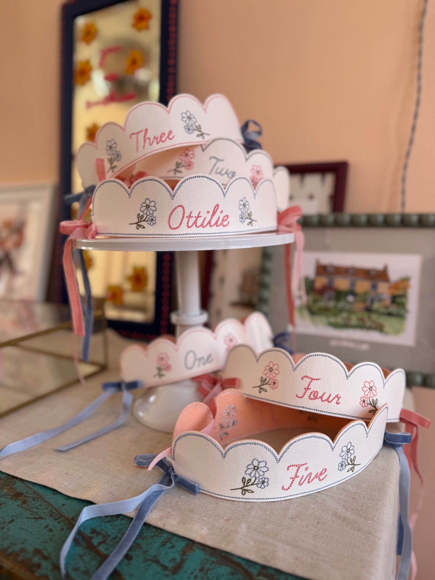 Embroidered paper crown