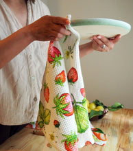 Strawberry Watercolour Cotton Waffle Summer Tea towel