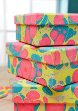 Set of 3 Neon Marbled Nested Boxes