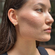 Pearl Antique Gold Huggie Hoop Earrings | Gold Earrings