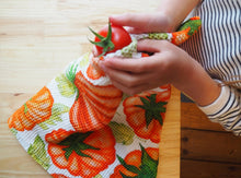 Tomato Watercolour Cotton Waffle Summer Tea towel