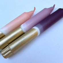 Aubergine, Heather, Blush Pink & Gold Dip Dye Dinner Candles