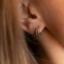 Emerald Antique Gold Huggie Hoop Earrings | Mini Gold Hoops