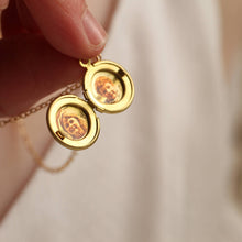 Tiny Brass Round Dandelion Locket Necklace