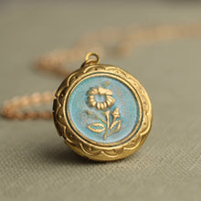Blue Sunflower Locket Necklace