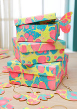 Set of 3 Neon Marbled Nested Boxes
