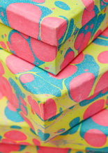 Set of 3 Neon Marbled Nested Boxes