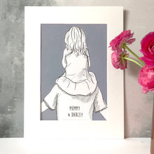 You And Me 'Shoulder Ride' Print - Fathers Day Giclee Print - Mothers Day Wall Art - Shoulder Ride Illustration - Parent and Child Art Print