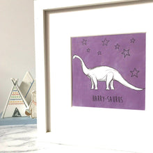 Childrens Personalised Dinosaur Giclee Print - T-Rex - Stegosaurus - Diplodocus - Ankylosaurus - Kids Room Box Print - Colourful DIno Print