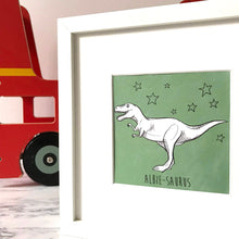 Childrens Personalised Dinosaur Giclee Print - T-Rex - Stegosaurus - Diplodocus - Ankylosaurus - Kids Room Box Print - Colourful DIno Print