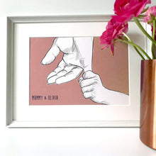 Mummy And Me 'Holding Hands' Giclee Print - Mothers Day Art Print - Mum & Child Holding Hands Art - Hand Drawn Hands - Personalised Print