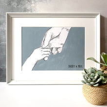 Daddy And Me 'Holding Hands' Print - Father and Child Wall Art Print - Hand Drawn Fathers Day Print - Personalised Dad and Child Print