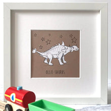 Childrens Personalised Dinosaur Giclee Print - T-Rex - Stegosaurus - Diplodocus - Ankylosaurus - Kids Room Box Print - Colourful DIno Print