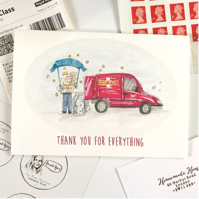 Personalised 'First Class Postie' Thank You Card - Card for a Postman - Thank You Card for a Post Person - Thanks Royal Mail Card