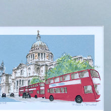 Personalised St Pauls Cathedral London Giclee Art Print - St Pauls Cathedral Illustration - London Red Bus - Iconic London Scene Art Print -