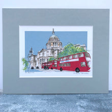 Personalised St Pauls Cathedral London Giclee Art Print - St Pauls Cathedral Illustration - London Red Bus - Iconic London Scene Art Print -