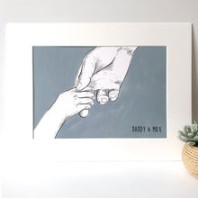 Daddy And Me 'Holding Hands' Print - Father and Child Wall Art Print - Hand Drawn Fathers Day Print - Personalised Dad and Child Print