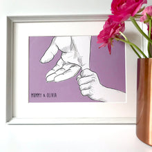Mummy And Me 'Holding Hands' Giclee Print - Mothers Day Art Print - Mum & Child Holding Hands Art - Hand Drawn Hands - Personalised Print