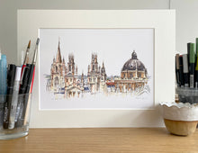 Personalised Oxford Spires Giclee Art Print - Hand Drawn Illustration - Oxford Spires England - Oxford Skyline - Oxford University Gift