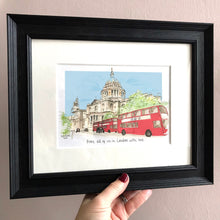 Personalised St Pauls Cathedral London Giclee Art Print - St Pauls Cathedral Illustration - London Red Bus - Iconic London Scene Art Print -