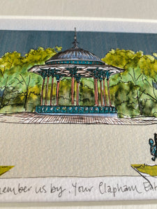 Personalised Clapham Common Bandstand Giclee Art Print - Clapham Common London - Made to Order - Clapham Common Artwork - Bandstand Print