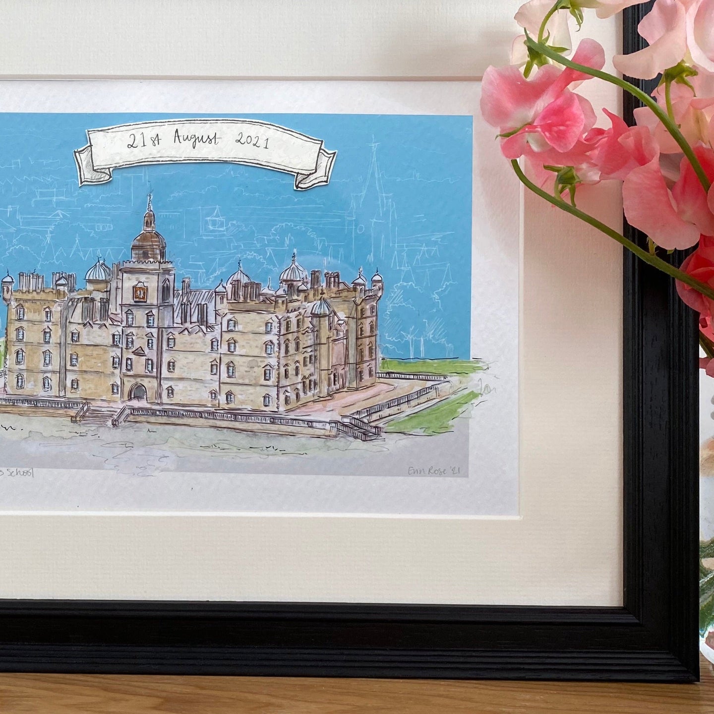 Personalised 'George Heriots School, Edinburgh' Giclee Art Print - Hand Drawn Edinburgh Wedding - George Heriots Watercolour Illustration