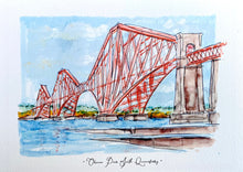 Personalised Forth Rail Bridge Print - Hand Drawn Scottish Landmark Bridge - South Queensferry Wedding Illustration - Forth Bridge Wall Art