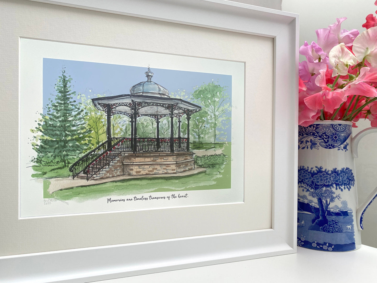 Personalised Buxton Bandstand Print - Buxton Pavillion England - Buxton Bandstand Wedding - Buxton Bandstand Wall Art - Giclee Art Print