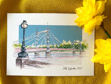 Personalised Albert Bridge London Giclee Art Print - Albert Bridge London - Engagement Location - Pretty London - Chelsea Battersea Wall Art