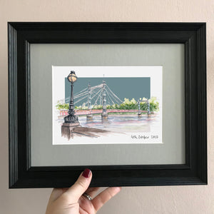 Personalised Albert Bridge London Giclee Art Print - Albert Bridge London - Engagement Location - Pretty London - Chelsea Battersea Wall Art