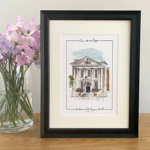 Personalised Chelsea Town Hall Giclee Art Print - Illustration - Made to Order - Chelsea Town Hall Wedding - Chelsea London Venue Wall Art