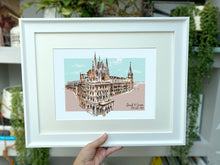 St Pancras Renaissance Hotel Personalised Giclee Print - St Pancras Illustration - Handdrawn St Pancras Renaissance Hotel - Framed Art Print